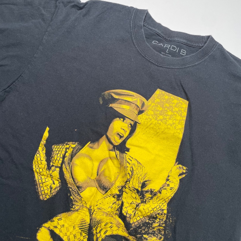 Cardi B Graphic Concert T-Shirt Black Yellow Hip Hop Merch‎ Mens Large L